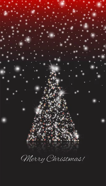 Árbol de Navidad brillante de guirnaldas sobre un fondo negro — Vector de stock