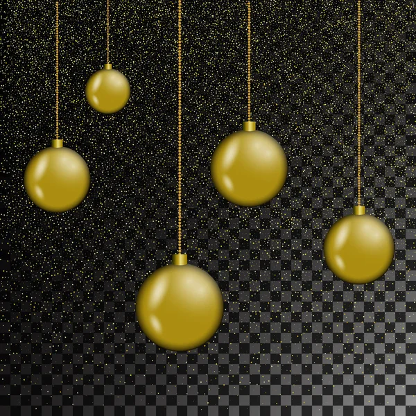 Conjunto de bolas de Natal dourado . — Vetor de Stock