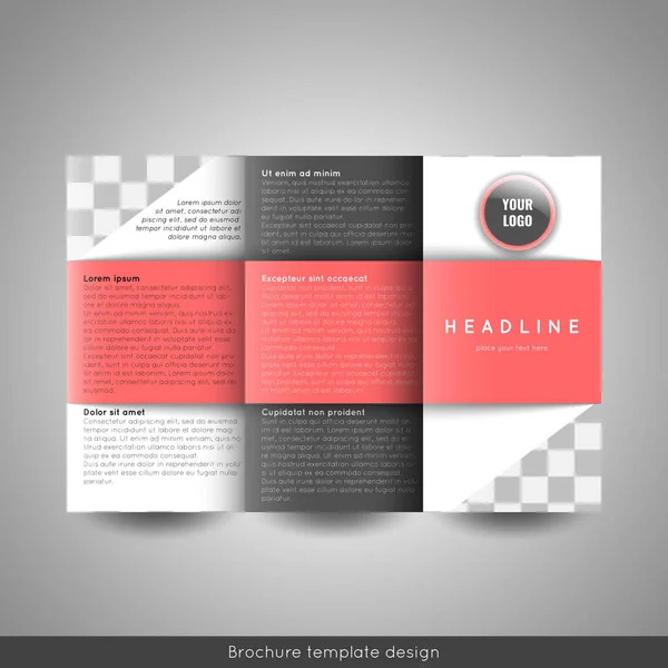 Corporate tri-fold business brochure template. With company logo and place for photo. — Stock Vector