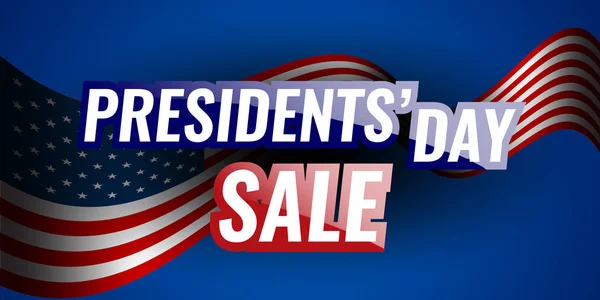 Presidents' Day Sale banner with american flag and stars background. — Stock Vector