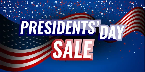 Presidents' Day Sale banner with american flag and stars background. — Stock Vector