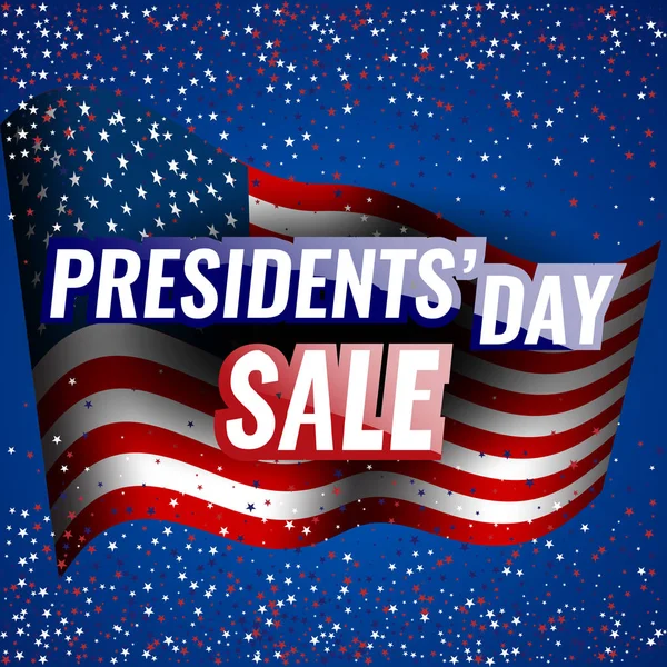 Presidents' Day Sale banner with american flag and stars background. — Stock Vector