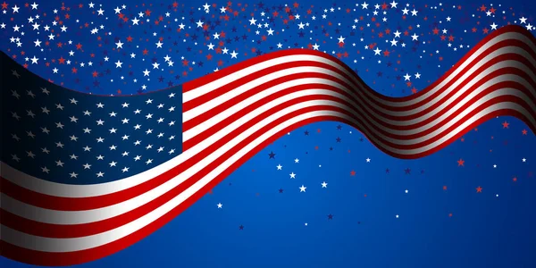 Festa dei Presidenti Vendita banner con bandiera americana e sfondo stelle . — Vettoriale Stock