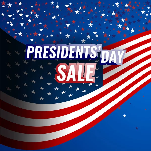 Presidents' Day Sale banner with american flag and stars background. — Stock Vector