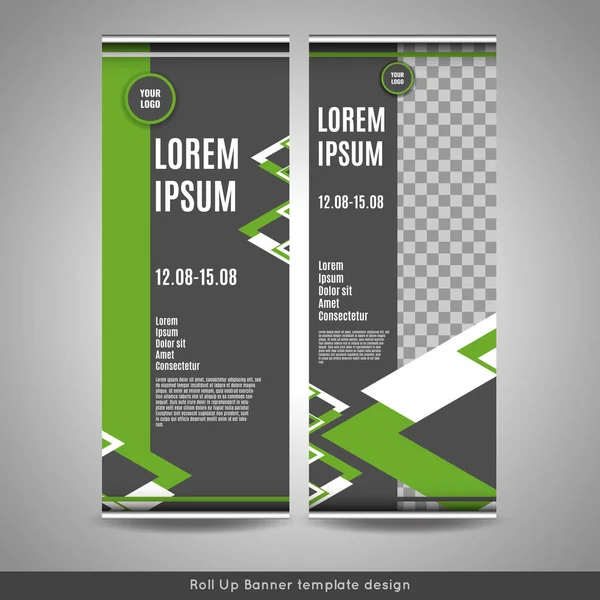 Roll Up banner szablonu projektu z paski tle. — Wektor stockowy