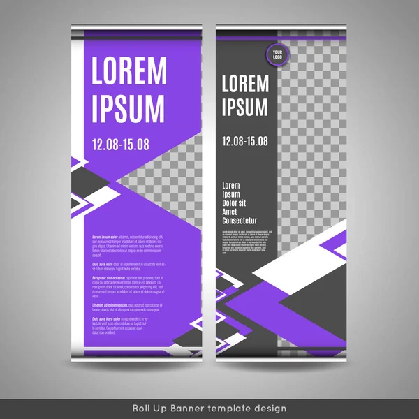 Roll Up banner szablonu projektu z paski tle. — Wektor stockowy