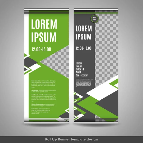 Roll Up banner szablonu projektu z paski tle. — Wektor stockowy