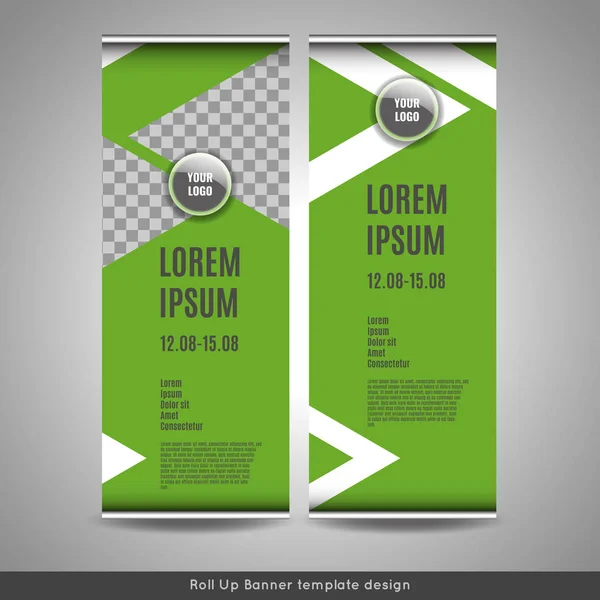 Roll Up banner szablonu projektu z paski tle. — Wektor stockowy