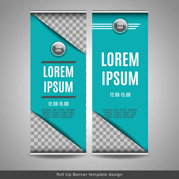 Roll Up banner szablonu projektu z paski tle. — Wektor stockowy