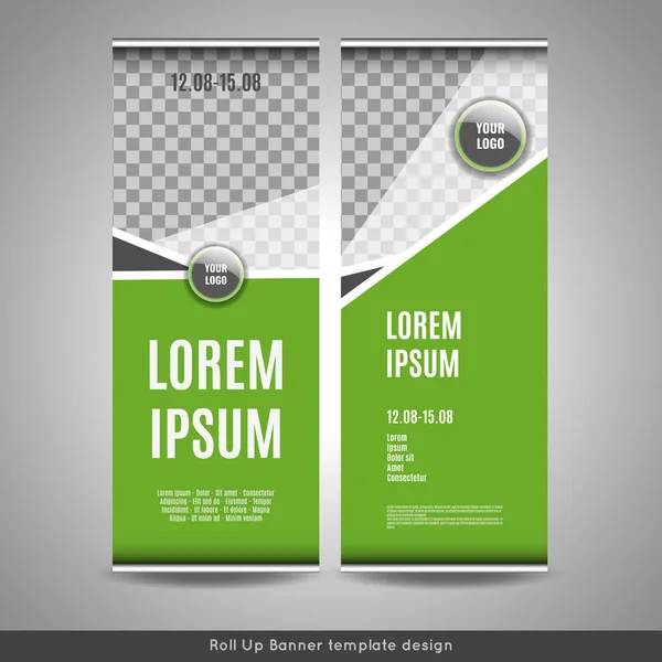 Roll-Up banner sablon design csíkos háttér. — Stock Vector