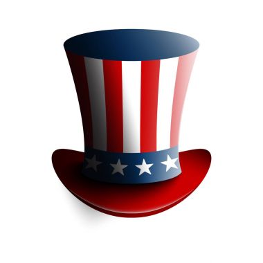 Amca sams şapka. özgürlük ve özgürlük sembolü. Beyaz arka plan üzerinde izole vektör çizim.