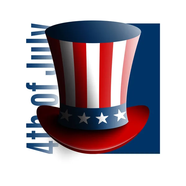 US Independence Day - 4 luglio. Il cappello dello zio Sams. Simbolo di libertà e libertà . — Vettoriale Stock