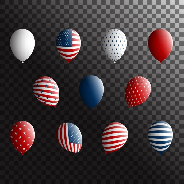 Simboli di festa di Giorno d'indipendenza degli Stati Uniti - serie di palloncini . — Vettoriale Stock