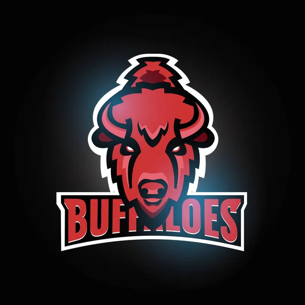 Buffaloes esporte equipe logotipo modelo design. Touro cabeça — Vetor de Stock