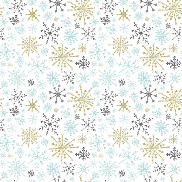 Schneeflocken nahtloses Muster. Winterlicher Hintergrund — Stockvektor