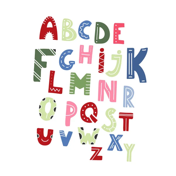 Hand dras tecknad rolig alfabetet — Stock vektor