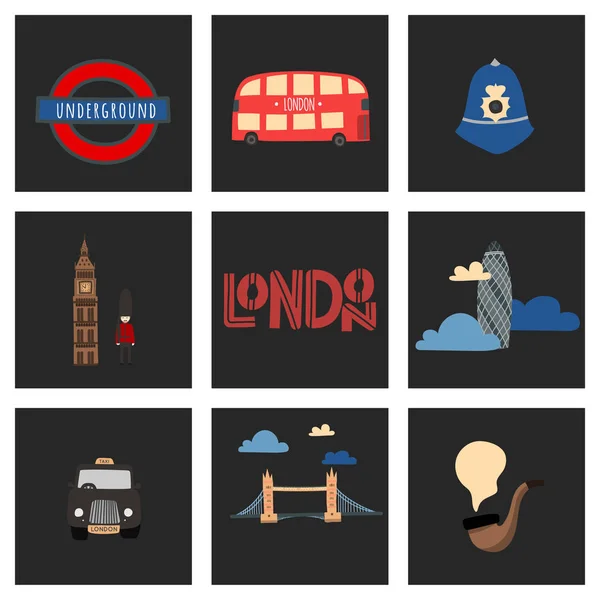 London sömlösa mönster. Cartoon doodles bakgrund — Stock vektor