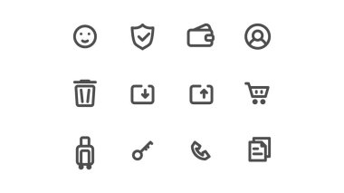 Web sitesi, çevrimiçi dükkan vs. için taslak simgeleri kümesi.