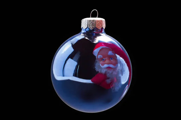 Bola azul árbol de Navidad con Santa Claus — Foto de Stock