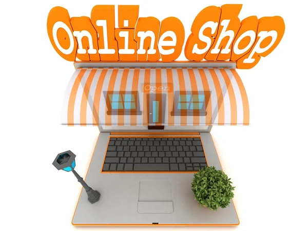 Online-Shop 3D-Rendering — Stockfoto