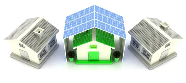 Casa ad alta efficienza energetica 3d Render Illustrazione — Foto Stock