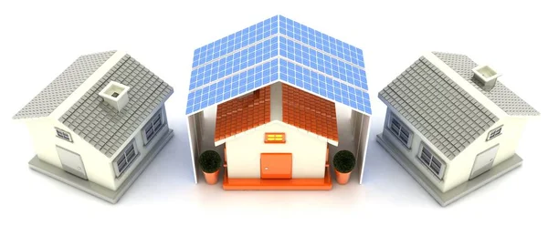 Ενεργειακά αποδοτικό σπίτι 3d απεικόνιση που καθιστούν — Φωτογραφία Αρχείου