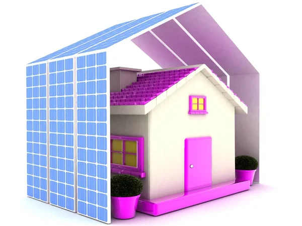 Energie-efficiënte home 3d Render illustratie — Stockfoto