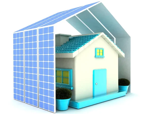 Energie-efficiënte home 3d Render illustratie — Stockfoto