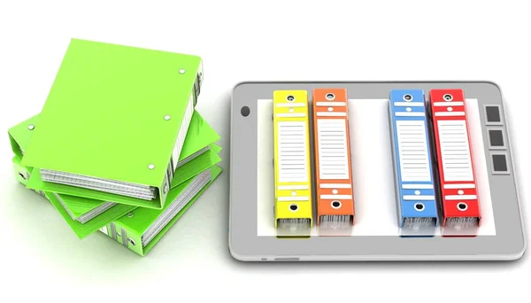 Tablet Computer Documents Folder Render Illustration — Stockfoto