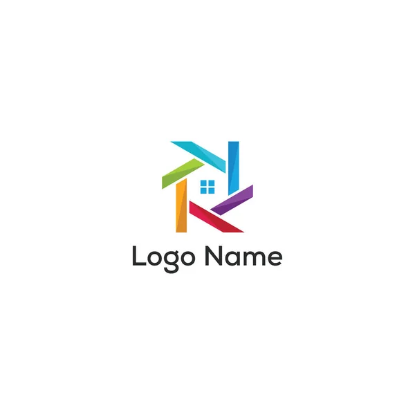 Barva Full House Logo Design Šablona Plná Vektor — Stockový vektor