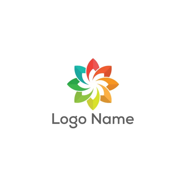 Color Full Flower Community Logo Design Template Full Vector — Stok Vektör