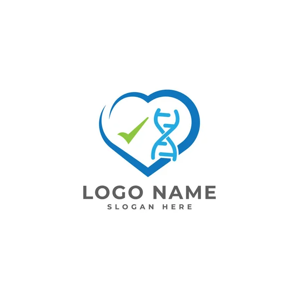 Dna Amor Verifique Modelo Design Logotipo Vetor Completo — Vetor de Stock