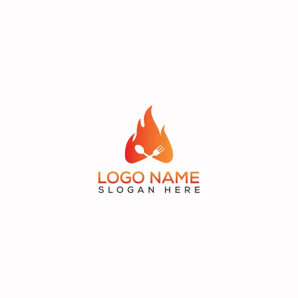 Шаблон Логотипа Гриль Ресторан Пламя Компании — стоковый вектор