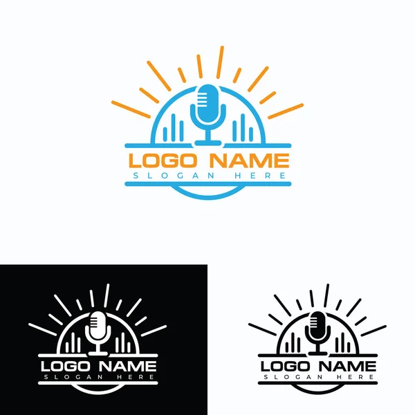 Diseño Del Logotipo Radio Podcast Icono Ilustración Conjunto Totalmente Vector — Vector de stock
