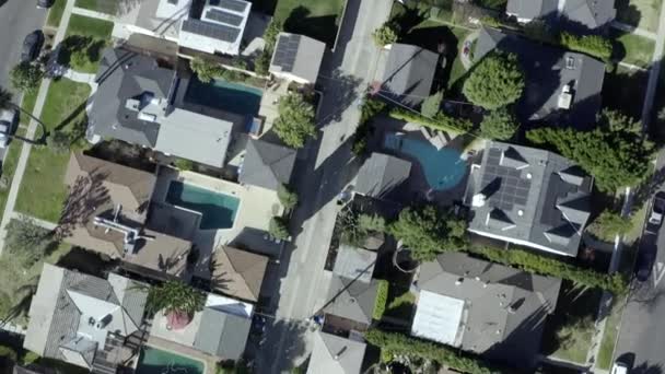 Van Nuys neighborhood suburb in Los Angeles, California, aerial birds eye view — Stock Video
