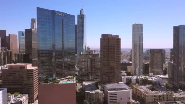 Aerea del centro di Los Angeles grattacieli, vista paesaggio urbano di edifici per uffici — Video Stock