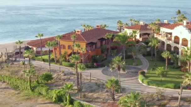 Cabo San Lucas, Baja California, Mexico, Ascending Aerial View of Hotel on Beach — Stock Video