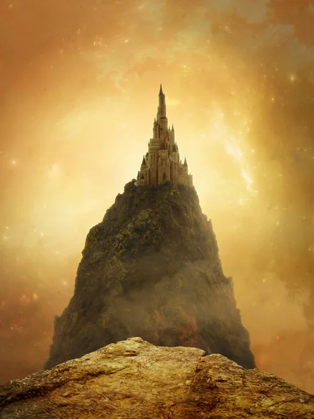 Złote Fantasy Zamek — Zdjęcie stockowe