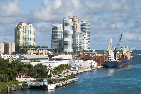 Miami Port e Miami Beach — Foto Stock