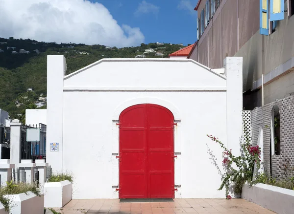 Charlotte Amalie czerwonych drzwi Struktura — Zdjęcie stockowe