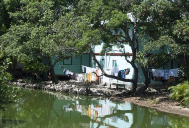 Roatan Adası 'ndaki Coxen Hole kasabasında (Honduras).