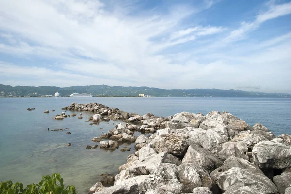 Vista Della Località Turistica Montego Bay Paesaggio Con Navi Crociera — Foto Stock