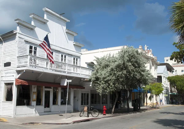 Duval Street Vuota Strada Principale Della Città Turistica Key West — Foto Stock