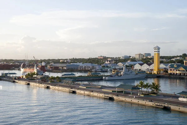 Vista Mañana Temprano Del Puerto Ciudad Nassau Con Barco Marina —  Fotos de Stock