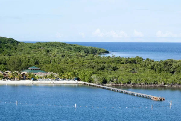 Widok Lotu Ptaka Plaży Mahogany Bay Wyspie Roatan Honduras — Zdjęcie stockowe