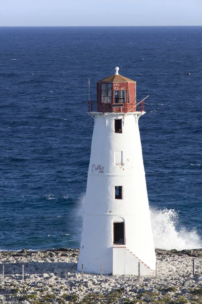 Cennet Adası Deniz Fenerinin Sabah Manzarası Nassau Limanı Bahamalar Girişine — Stok fotoğraf