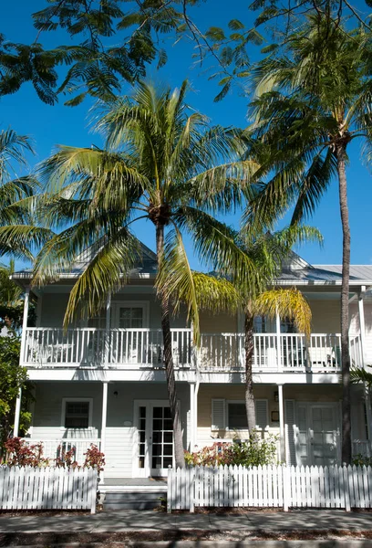 Características Casas Madera Color Blanco Ciudad Turística Key West Florida — Foto de Stock