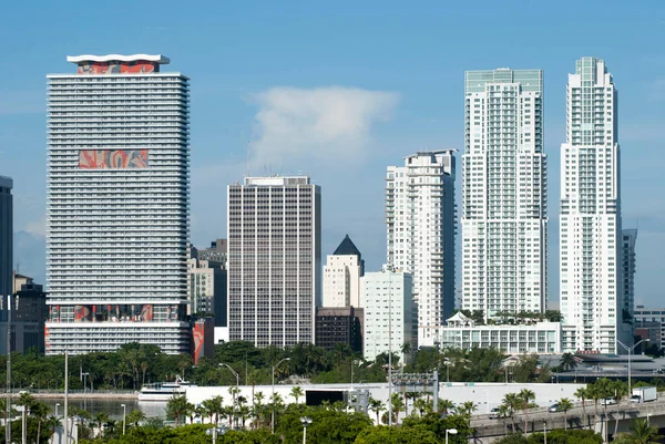 Vista Mattutina Colore Bianco Miami Grattacieli Del Centro Florida — Foto Stock