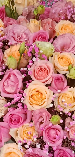 Beautiful Pink Orange Roses Bouquet Great Wedding Proposal Valentine Day — Stock Photo, Image