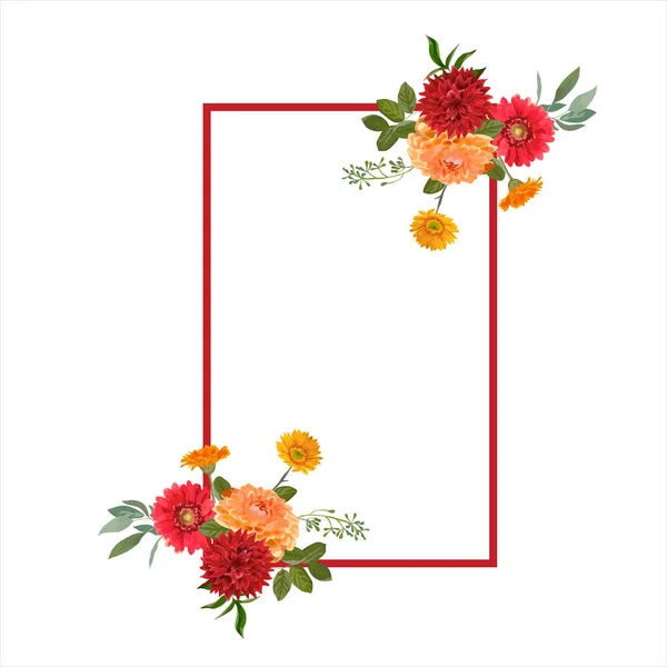 Beautiful Flower Frame Vector Invitations Weddings Greeting Cards Other Designs — Stock Vector